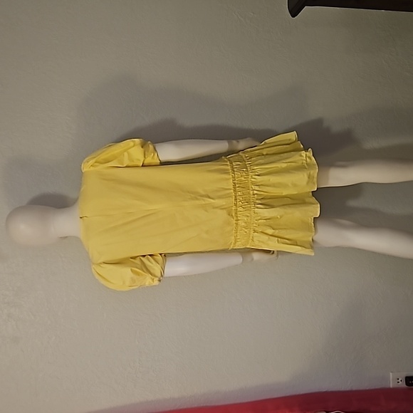 ENGLISH FACTORY Yellow Puff Sleeve Ruffled Drop Waist Mini Hoco Dress Small - Picture 6 of 10